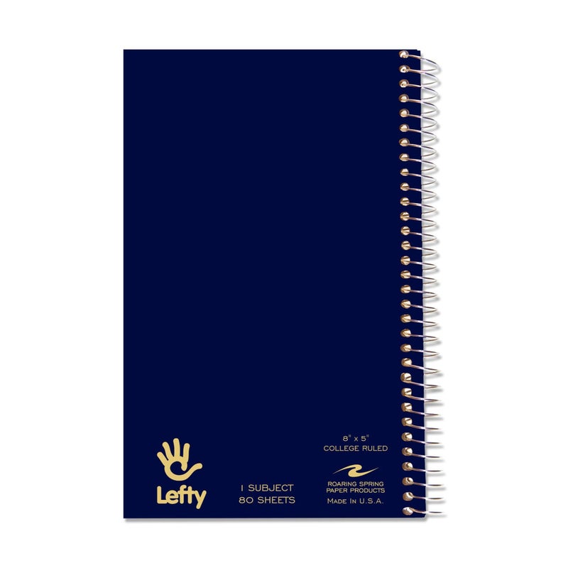 Roaring Spring Lefty Spiral Journal, College Ruled Small Left Handed Notebook, 8" x 5", 80 Sheets, Assorted Color Covers - Image 1